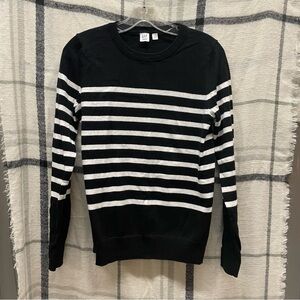 GAP Striped Crewneck Sweater - Black and White